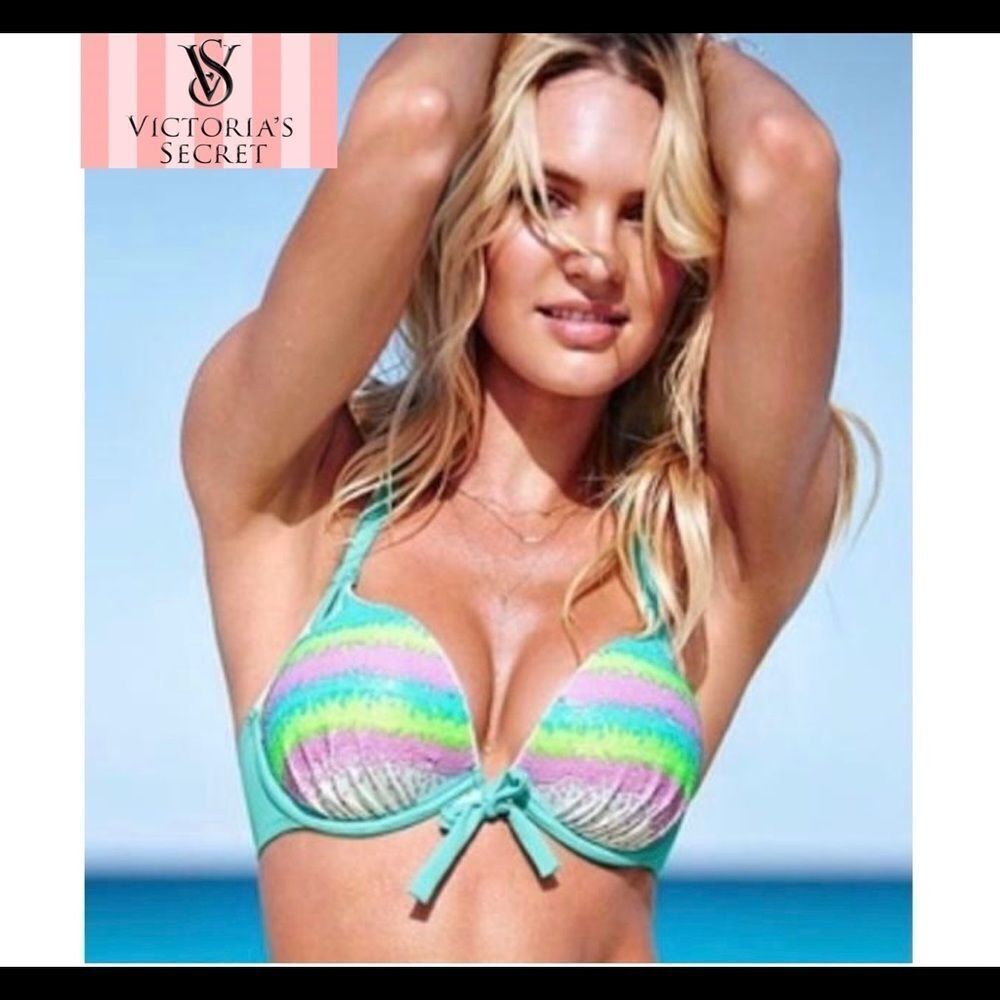 Victoria’s secret sequin push-up bikini top Sz 36C/M/10🔥